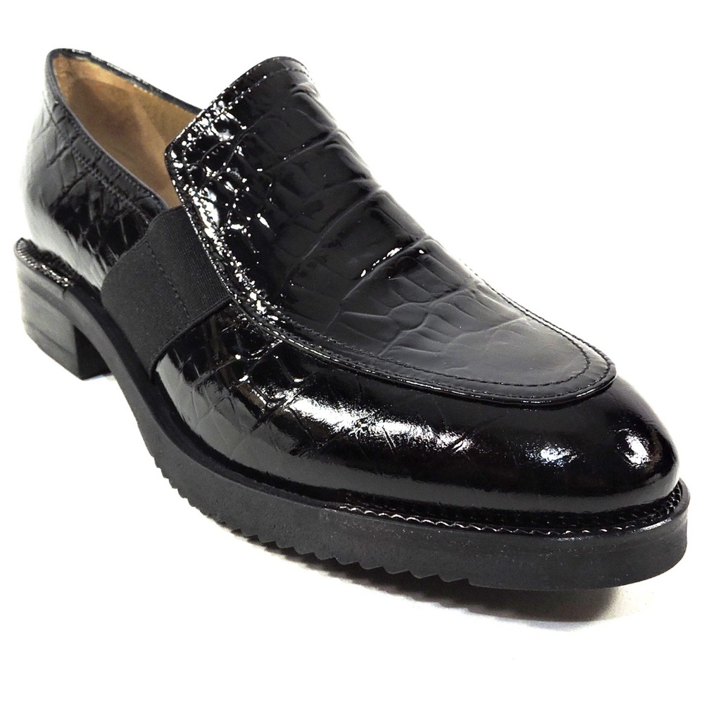 CHIARA COLINI 🇮🇹 WOMEN'S BLACK PATENT LEATHER COMFORT FASHION LOAFERS